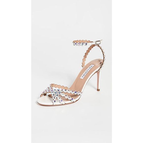 Aquazzura Tequila Faux Pearl-Embellished Leather Sandals - Main Image